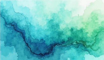 An old blue watercolor world map on aged paper with a sky-like texture and cloud patterns