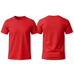 Crimson tshirt, front and back views, isolated on transparent background