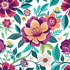 Vibrant Floral Pattern A Seamless Design of Exquisite Blooms and Lush Greenery