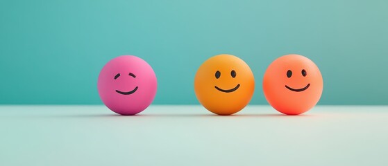 Cheerful display of colorful smiley balls