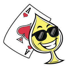Bright yellow vector emoji of a smiling face wearing black sunglasses. Conveys coolness, confidence, a sunny day, or a relaxed attitude.