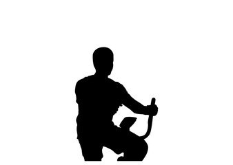 Boys exercising together on cross-trainer machine vector 