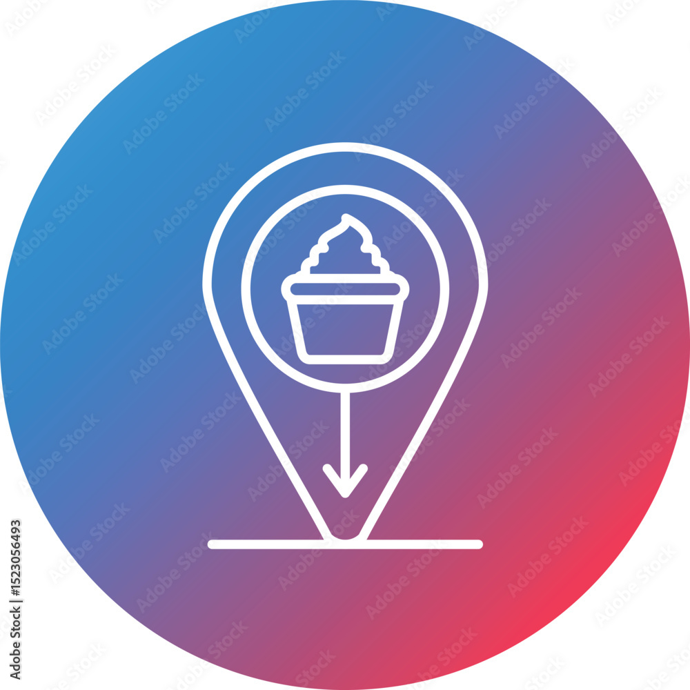 Poster bakery location line gradient circle background icon