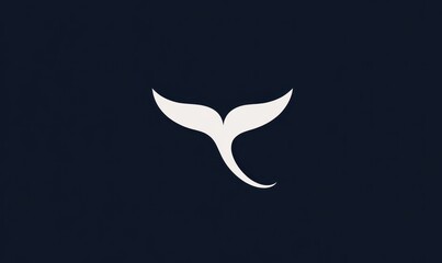 Obraz premium Abstract whale tail logo, white on dark navy