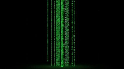 Green Matrix Code Stream on Black Background - Powered by Adobe