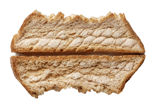 Close-up of bitten Toast bread, revealing its texture and detail 