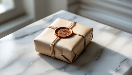 Vintage Style Packaging: Rustic Parcel with Twine and Custom Wax Stamp