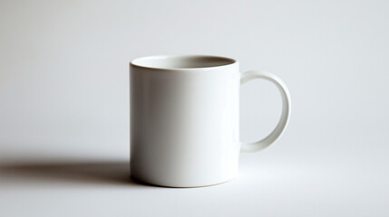 Fototapeta premium Ceramic mug positioned on a white background showcasing its simple design and potential for customization