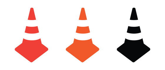 set of traffic cones isolated on white