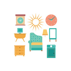 Furniture set vector art illustration.