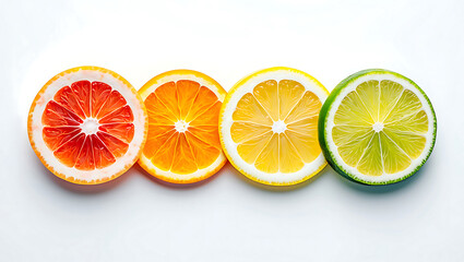 Fresh lemon lime and orange citrus fruits isolated on white background