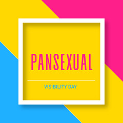 Pansexual visibility day flyer graphic in flag colors