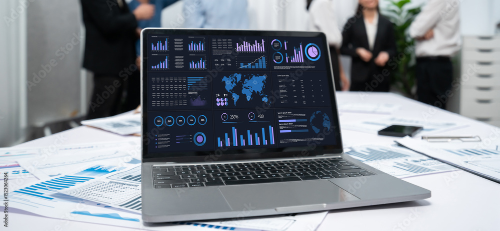 Poster Business data dashboard provide business intelligence analytic for marketing strategy planning brisk with big data set to analyze customer demands and foreseeing business future