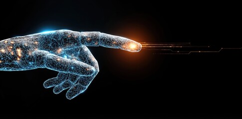 Digital hand reaching for network connection