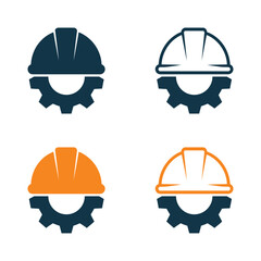 Engineer Helmet with Gear Icon Vector 