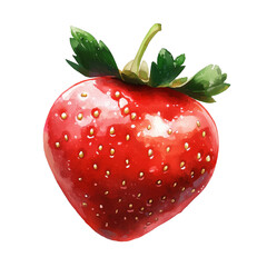 Watercolor strawberry clipart isolated on a transparent background