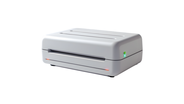 Modern white external hard drive docking station isolated on a clean black background