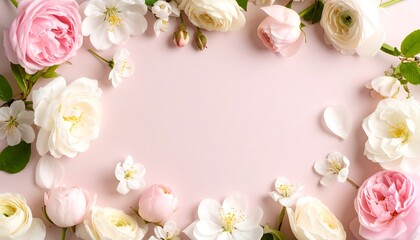 Delicate spring flowers on pastel background