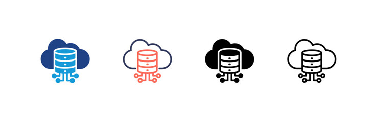 Cloud Data icon set multiple style collection