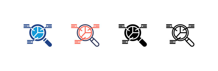 Search Analysis icon set multiple style collection