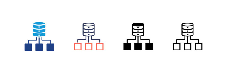 Data Structure icon set multiple style collection