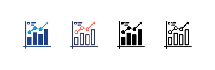 Statistics icon set multiple style collection