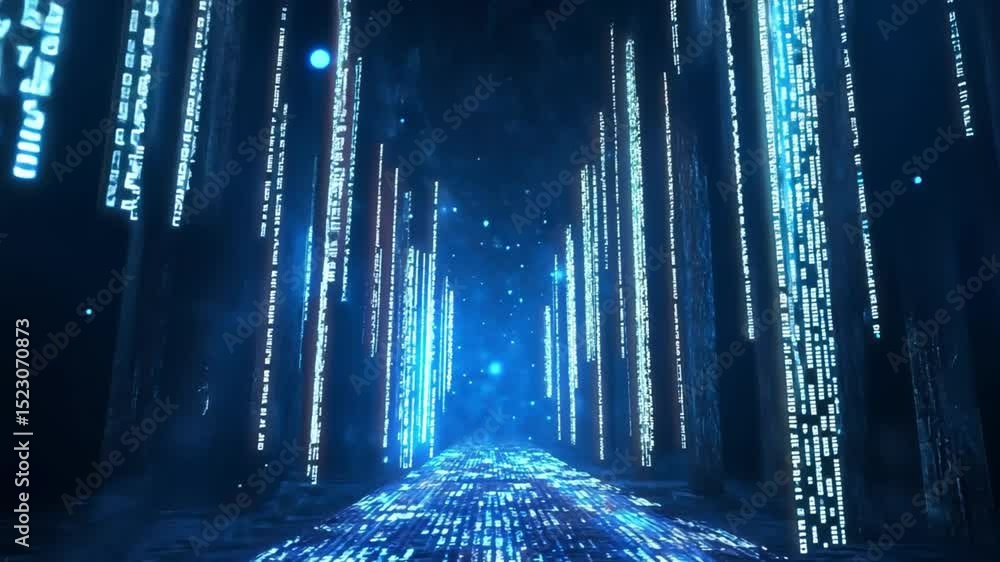 Poster digital pathway: a journey through the matrix of code