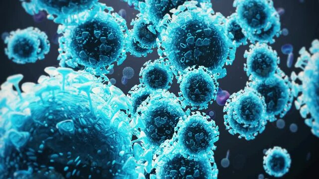 Microscopic View of Viral Cells, Biomedical Illustration - Powered by Adobe