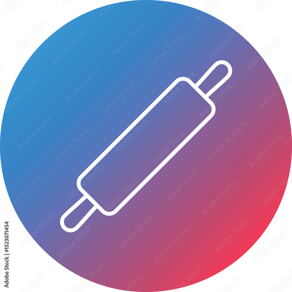 Poster rolling pin line gradient circle background icon