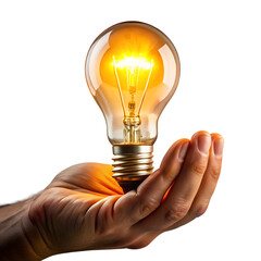 Close Up Of Human Hand Holding Glowing Incandescent Bulb