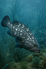 Illustration Grouper Fish in Nature
