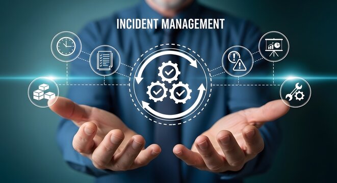 Effective Incident Management System for Business Success:  A professional presents a digital solution for problem-solving and risk mitigation.