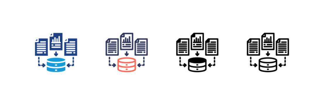 Data Gathering icon set multiple style collection
