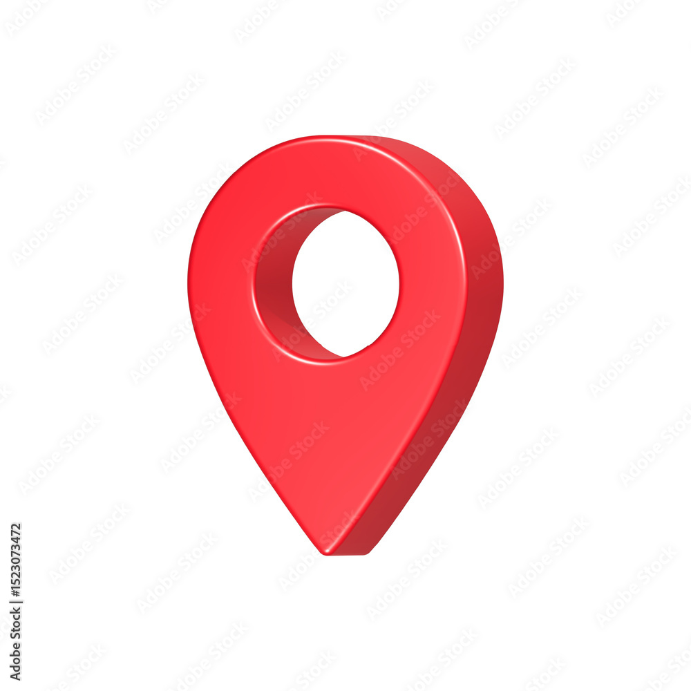 Poster poin location map 3d icon rendering red color