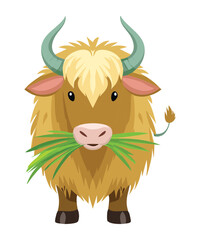 Musk Ox Eating Fresh Greenery Portrait