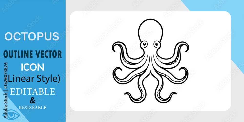 Aufkleber a simple, linear style vector icon of an octopus. black outline on white background. editable and re