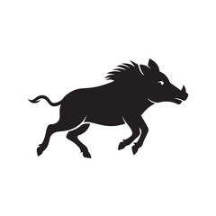 Warthog Running Through Silhouette Vector