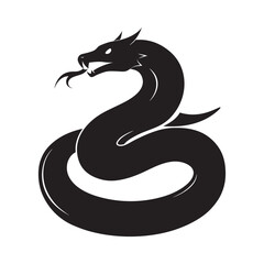 Obraz premium Rattlesnake Coiled With Raised Head Silhouette