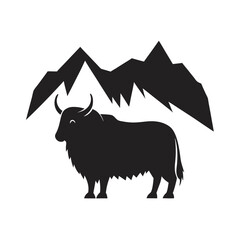 Silhouette Of Yak Standing Beside Himalayan Rocks