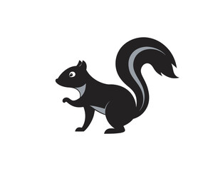 Skunk Lifting Tail In Defense Silhouette Vector