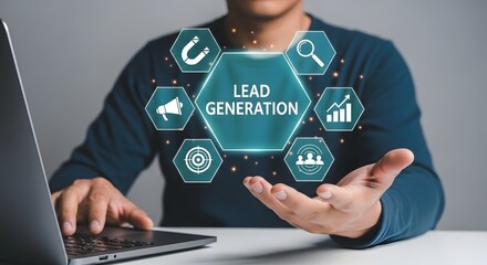 Man using laptop demonstrates effective lead generation strategies boosting business growth and online marketing success.