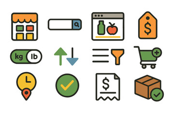 Flat design icons for e-commerce and online shopping applications