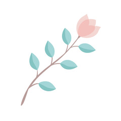 Pastel Bloom Branch Vector Soft Watercolor