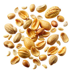Dynamic Scatter Of Roasted Peanut Halves And Pieces