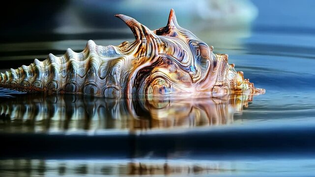 Isolated Seashell Textures in Blue Ocean Water Abstract Pattern