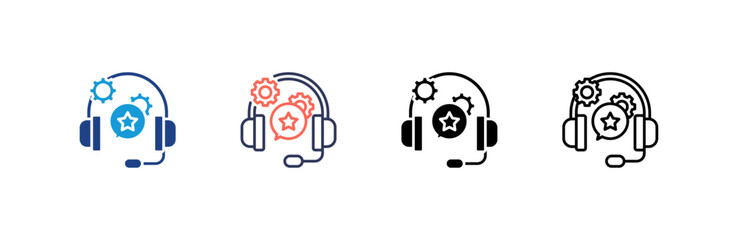 Headset icon set multiple style collection