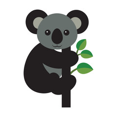 Koala Clinging To Eucalyptus Tree Silhouette Vector