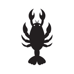 Lobster Crawling Along Ocean Bottom Silhouette