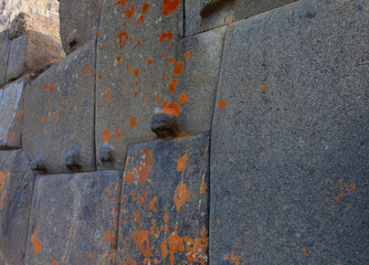 Megalithic Polygonal Masonry Wall, Ollantaytambo Ancient Fortress Palace Wall, Cusco Region, Peru