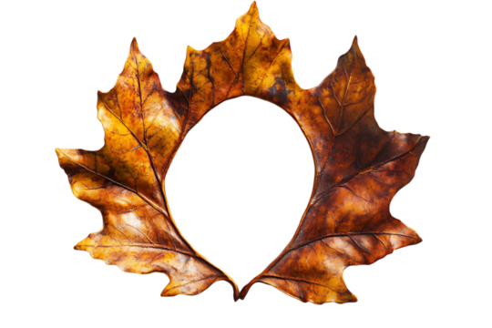 Autumn leaf frame dried brown isolated on black